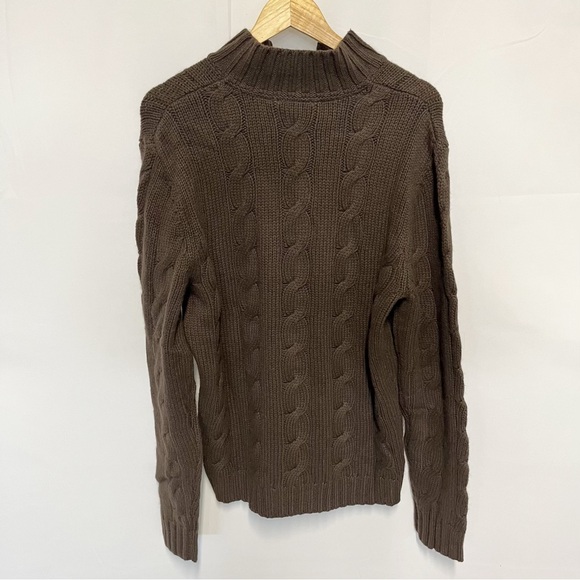 Fossil Brown Cable Knit Mock Neck Sweater Men’s Size Large NEW - Picture 4 of 7